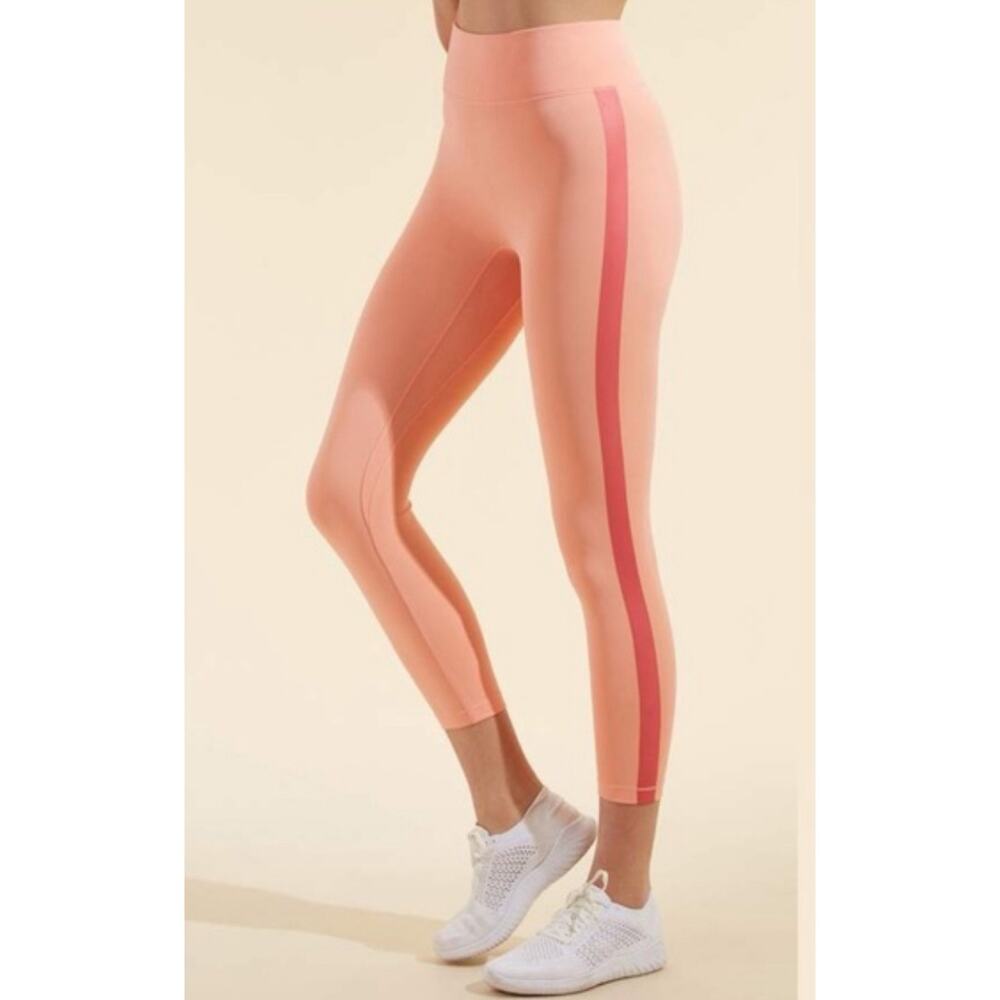 ALL ACCESS Center Stage Cropped Stretch Leggings In Peach High Rise Orange M